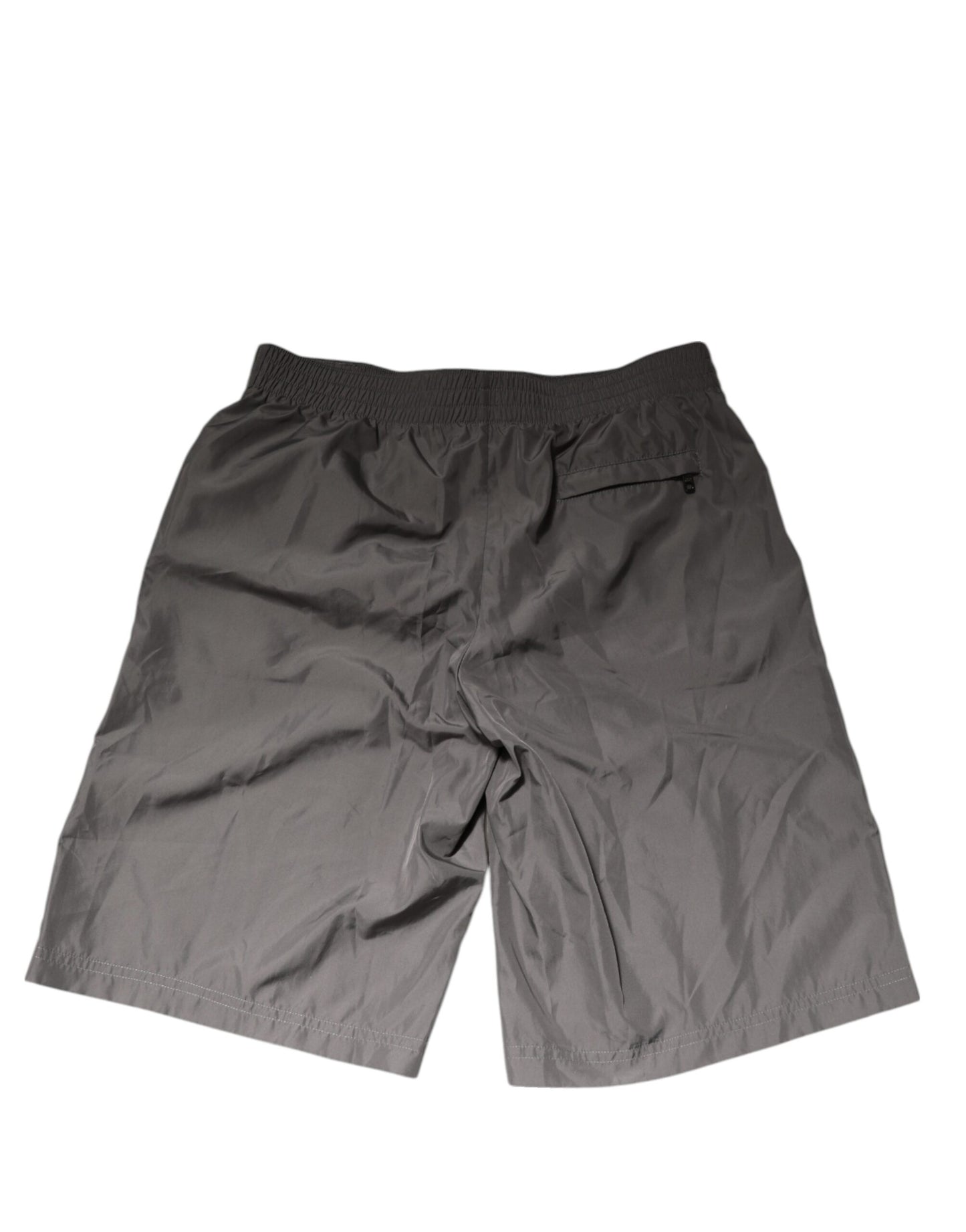 Light Gray Nylon Elastic Waist Shorts Swimwear-Dolce & Gabbana-LabelTerrace.com