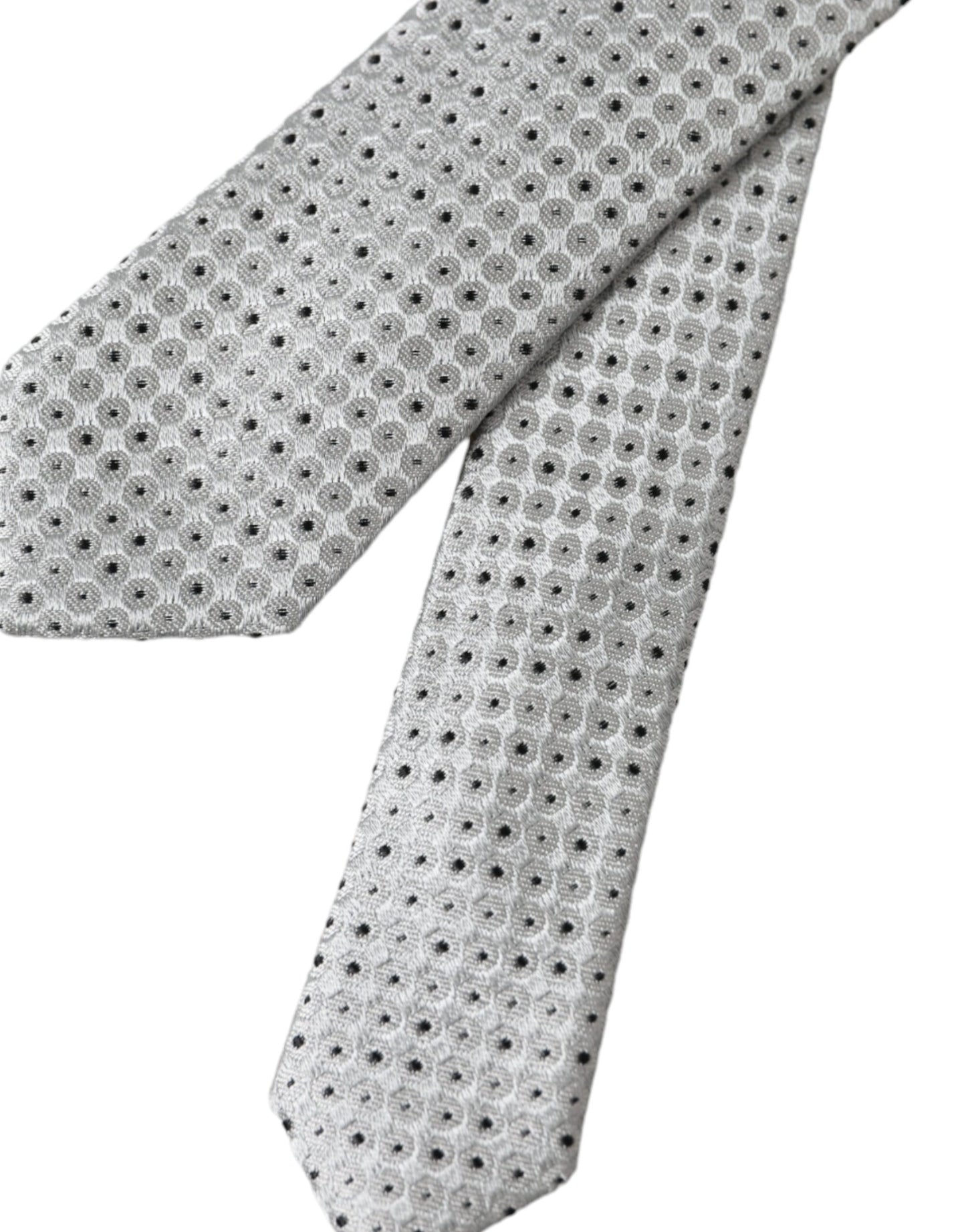 Light Gray Polka Dot Silk Adjustable Men Tie-Dolce & Gabbana-LabelTerrace.com