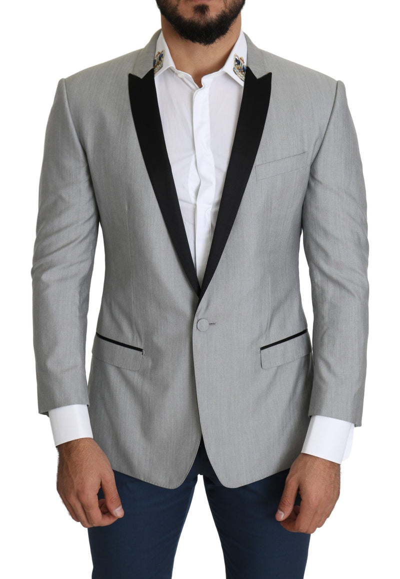 Light Gray Single Breasted SARTORIA Blazer-Dolce & Gabbana-LabelTerrace.com