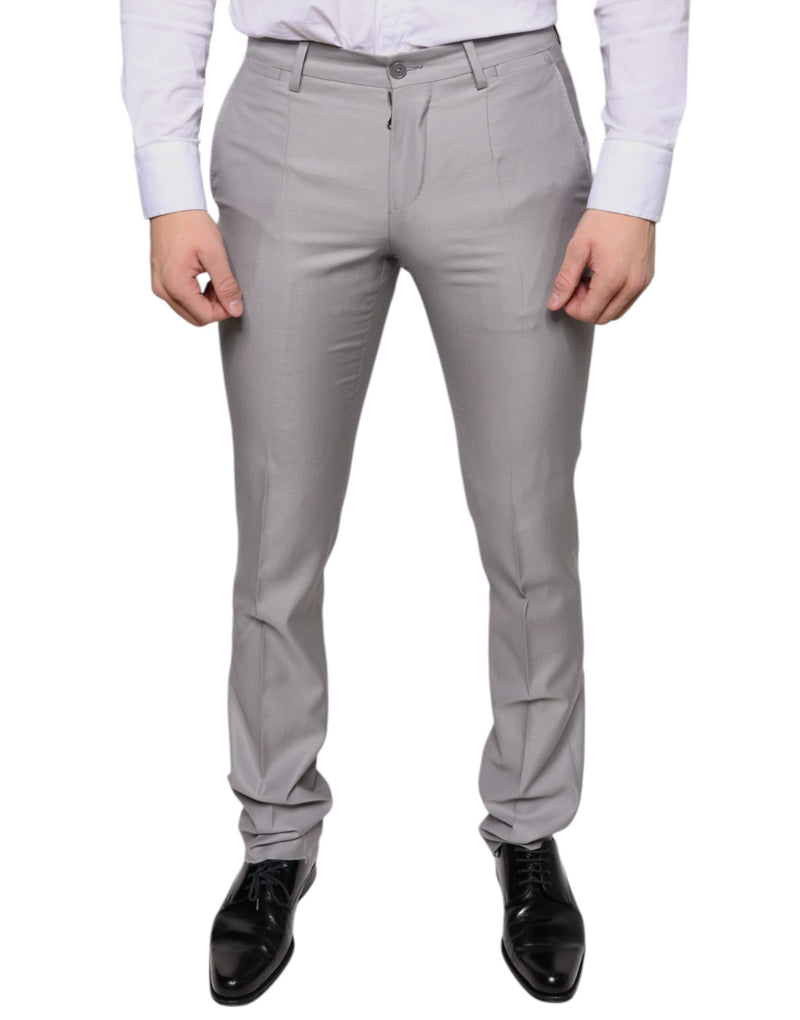 Light Gray Wool Dress Pants-Dolce & Gabbana-LabelTerrace.com