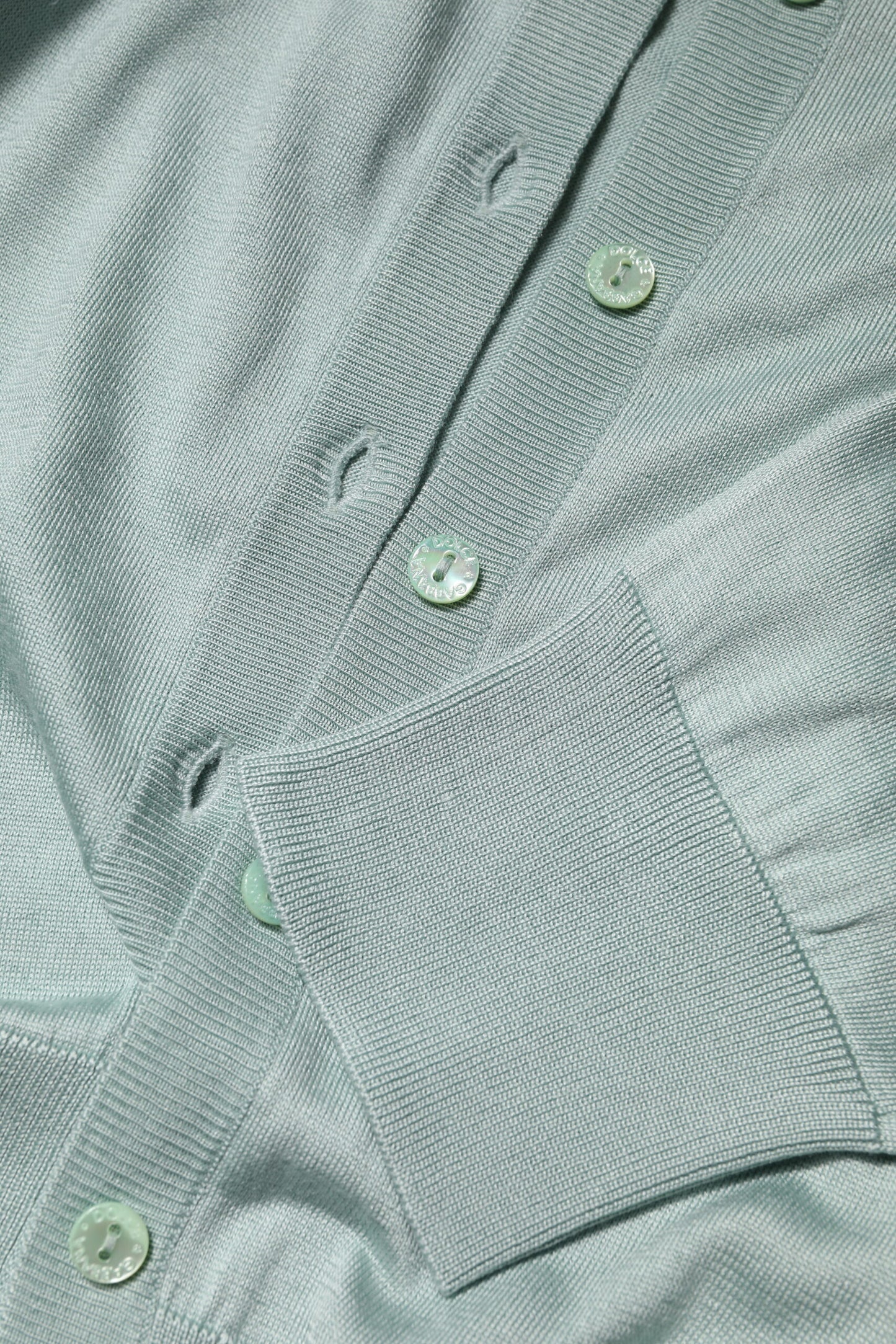Light Green Silk Button Down Cardigan Sweater-Dolce & Gabbana-LabelTerrace.com