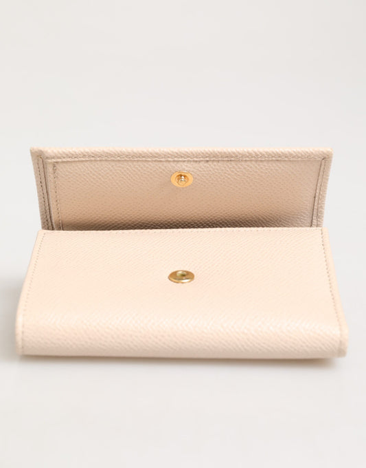 Light Pink Calf Leather DG Logo French Flap Wallet-Dolce & Gabbana-LabelTerrace.com