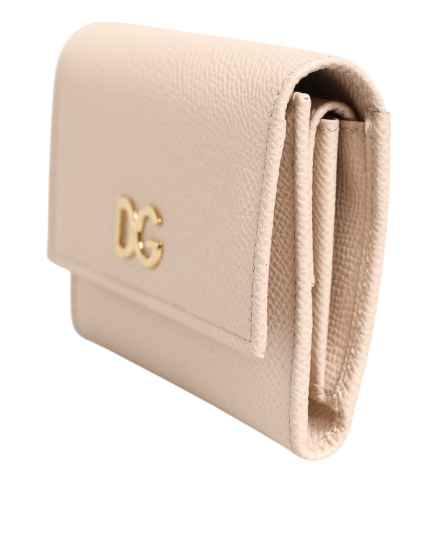 Light Pink Calf Leather DG Logo French Flap Wallet-Dolce & Gabbana-LabelTerrace.com