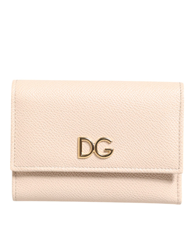 Light Pink Calf Leather DG Logo French Flap Wallet-Dolce & Gabbana-LabelTerrace.com