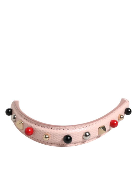 Light Pink Embellished Leather Bag Handle Shoulder Strap-Dolce & Gabbana-LabelTerrace.com