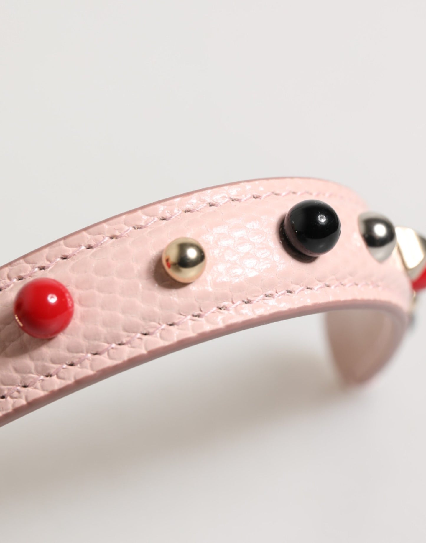 Light Pink Embellished Leather Bag Handle Shoulder Strap-Dolce & Gabbana-LabelTerrace.com