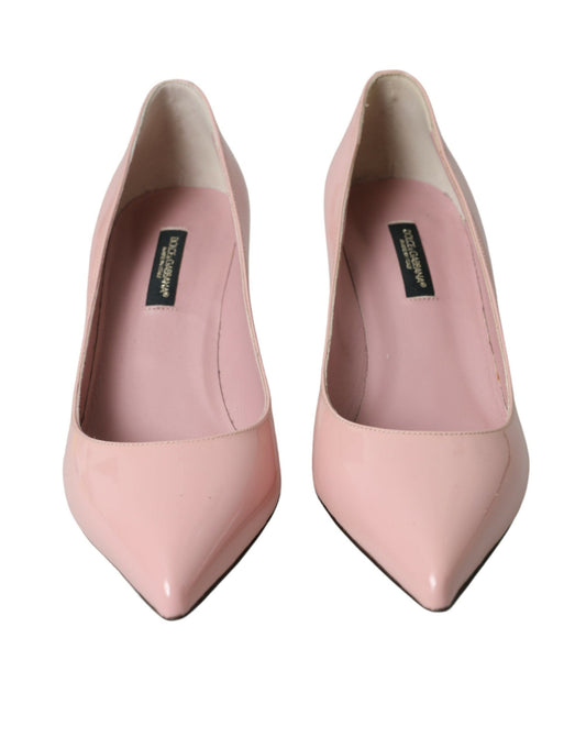 Light Pink Patent Leather Heels Pumps Shoes-Dolce & Gabbana-LabelTerrace.com