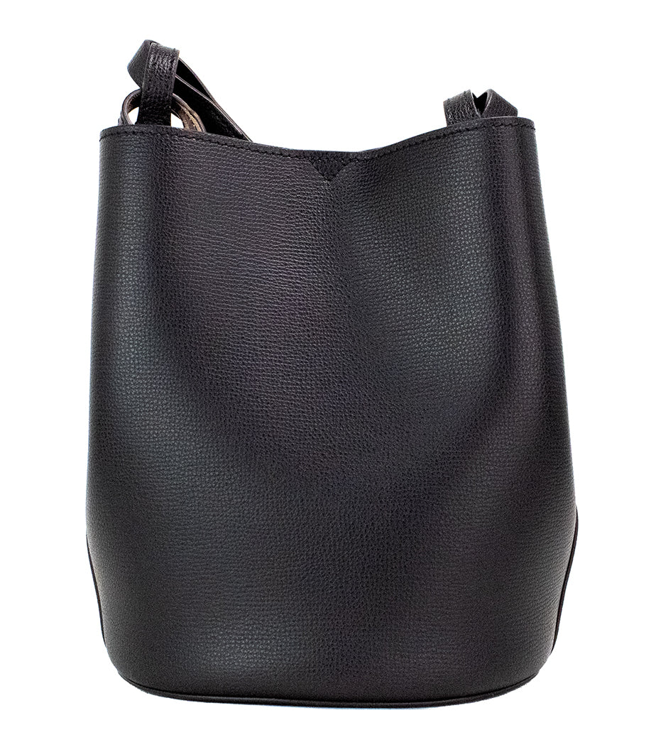 Lorne Small Black Haymarket Check Pebble Leather Bucket Handbag Purse-Burberry-LabelTerrace.com
