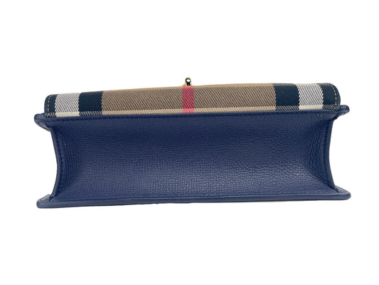 Macken Small Regency Blue House Check Leather Crossbody Bag-Burberry-LabelTerrace.com