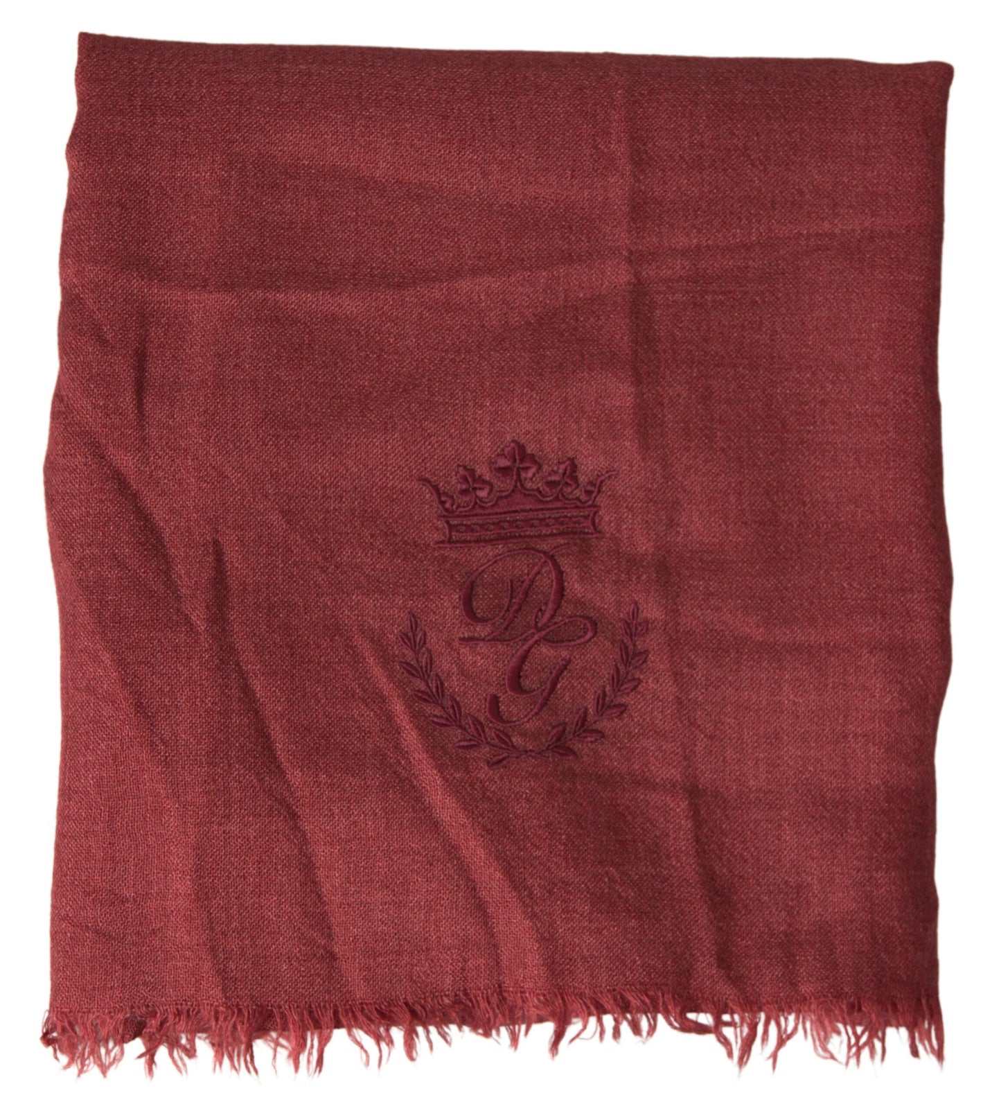 Maroon Cashmere Knit Wrap Shawl Fringe Scarf-Dolce & Gabbana-LabelTerrace.com