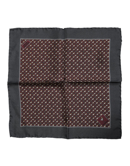 Maroon Cocktail Silk Square Foulard Scarf-Dolce & Gabbana-LabelTerrace.com