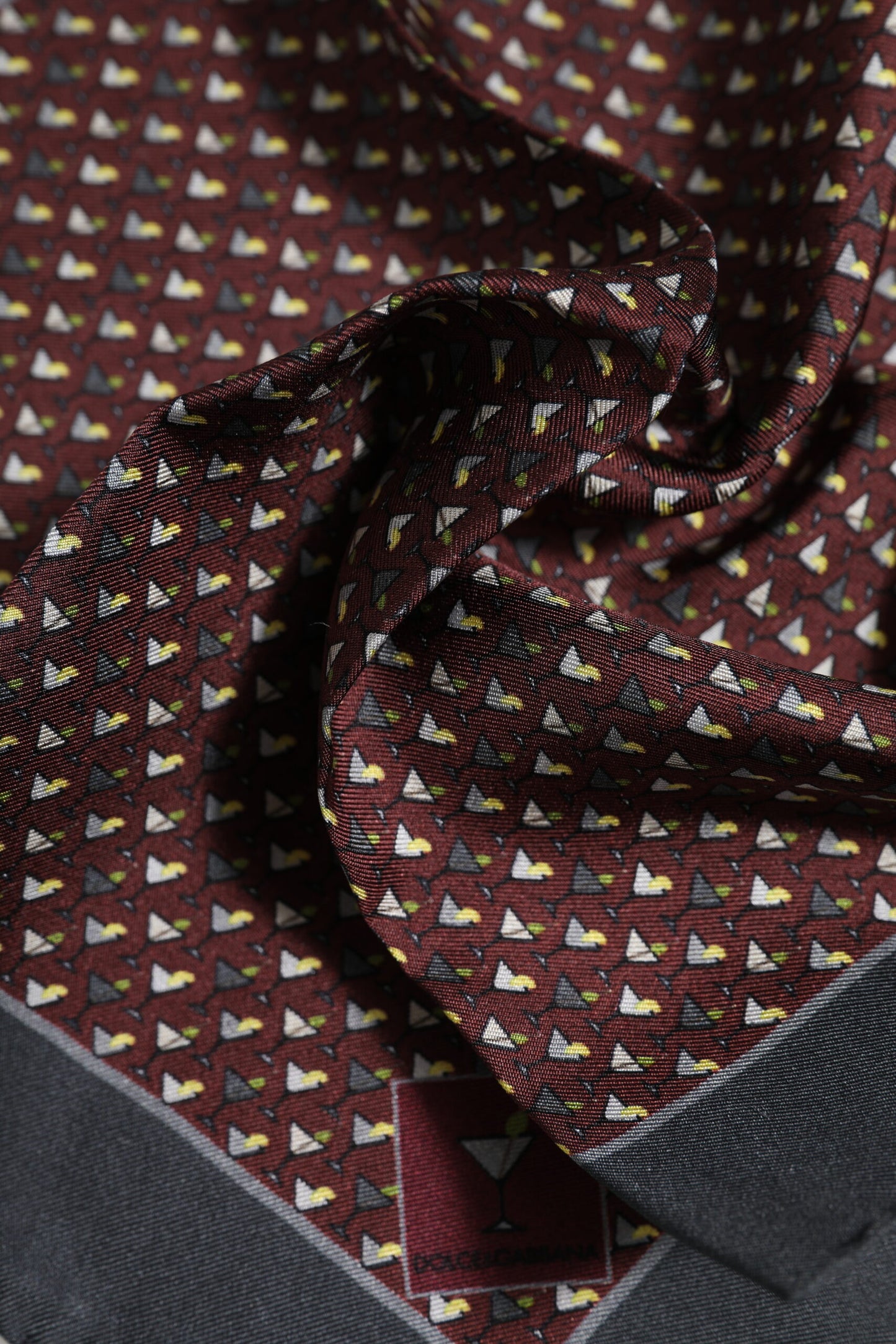 Maroon Cocktail Silk Square Foulard Scarf-Dolce & Gabbana-LabelTerrace.com