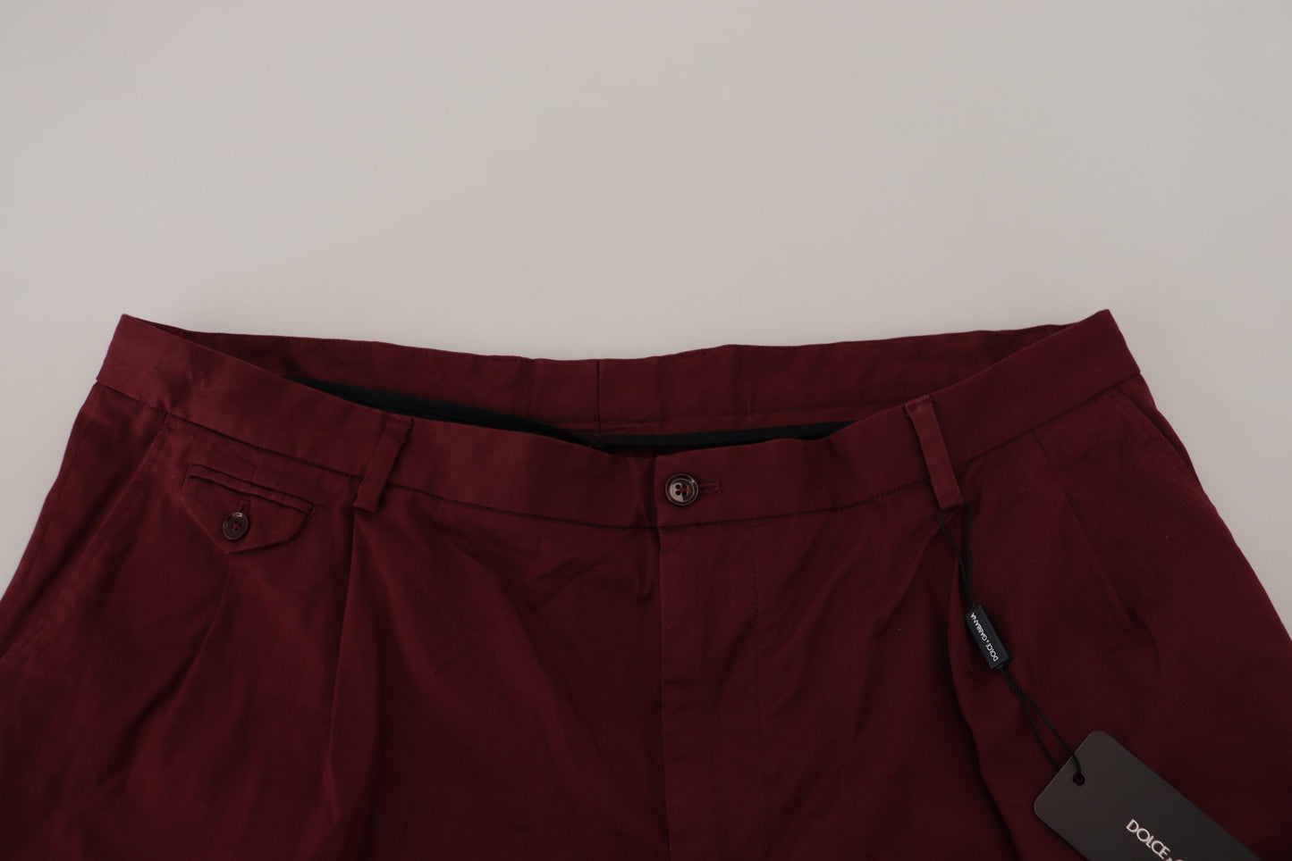 Maroon Cotton Bermuda Casual Shorts-Dolce & Gabbana-LabelTerrace.com