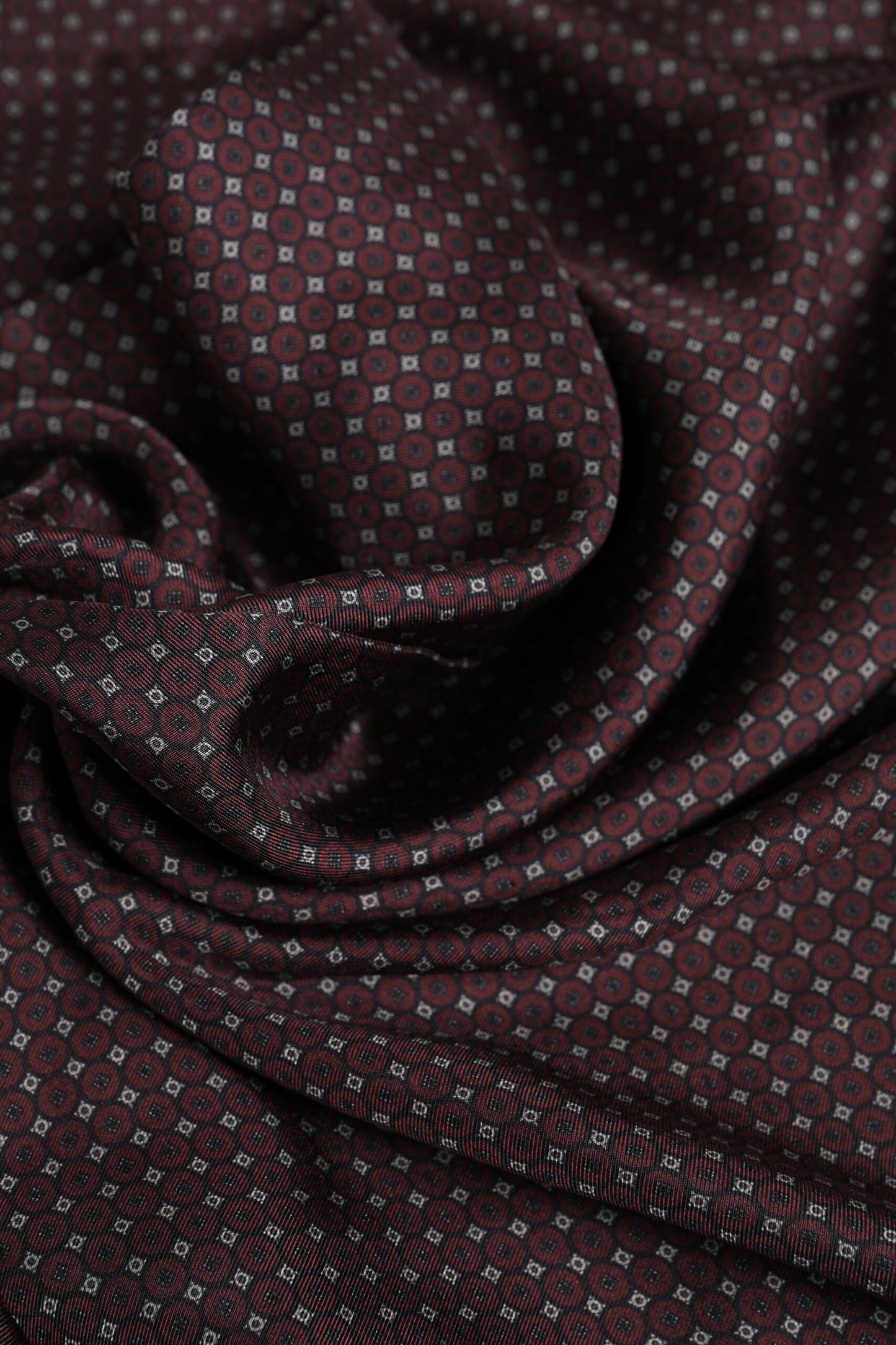 Maroon Dotted Silk Fringes Foulard Scarf-Dolce & Gabbana-LabelTerrace.com