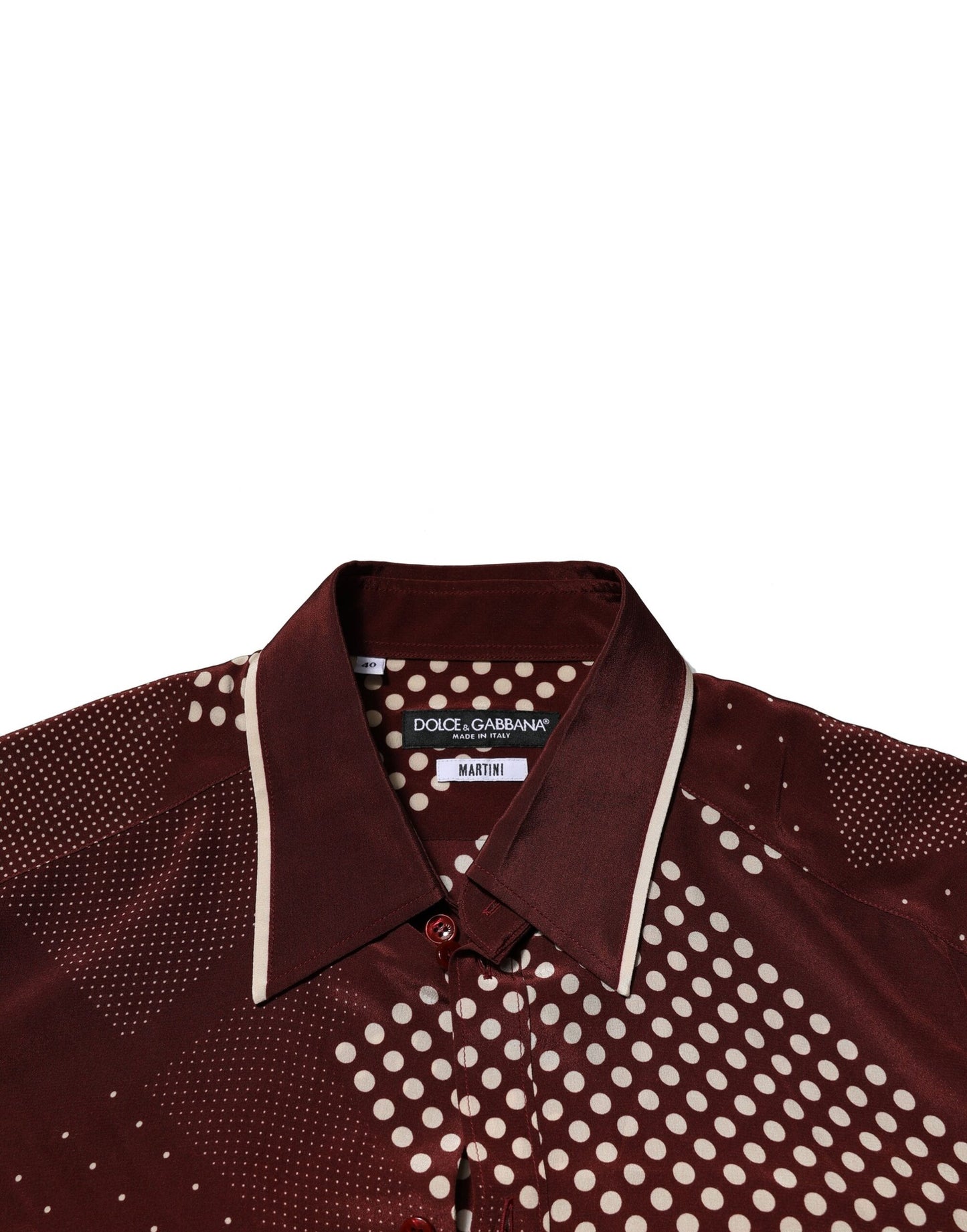 Maroon Dotted Silk Long Sleeve Casual Shirt-Dolce & Gabbana-LabelTerrace.com