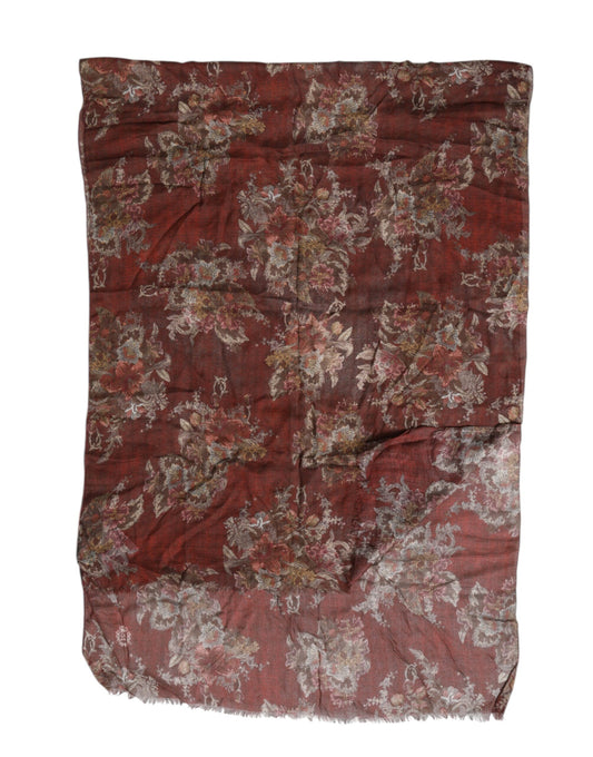 Maroon Floral Neck Warmer Foulard Scarf-Dolce & Gabbana-LabelTerrace.com