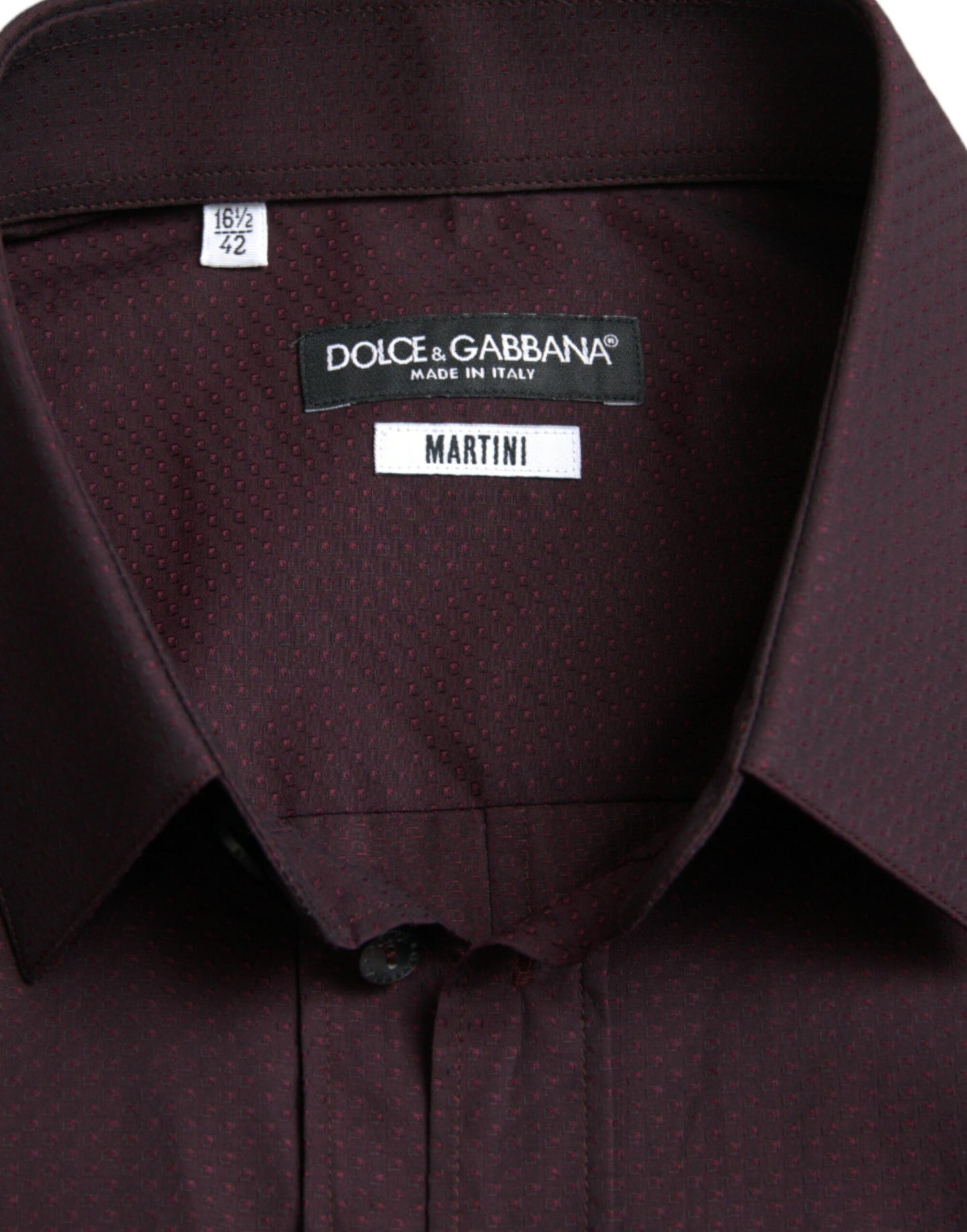 Maroon Jacquard Formal Dress MARTINI Shirt-Dolce & Gabbana-LabelTerrace.com