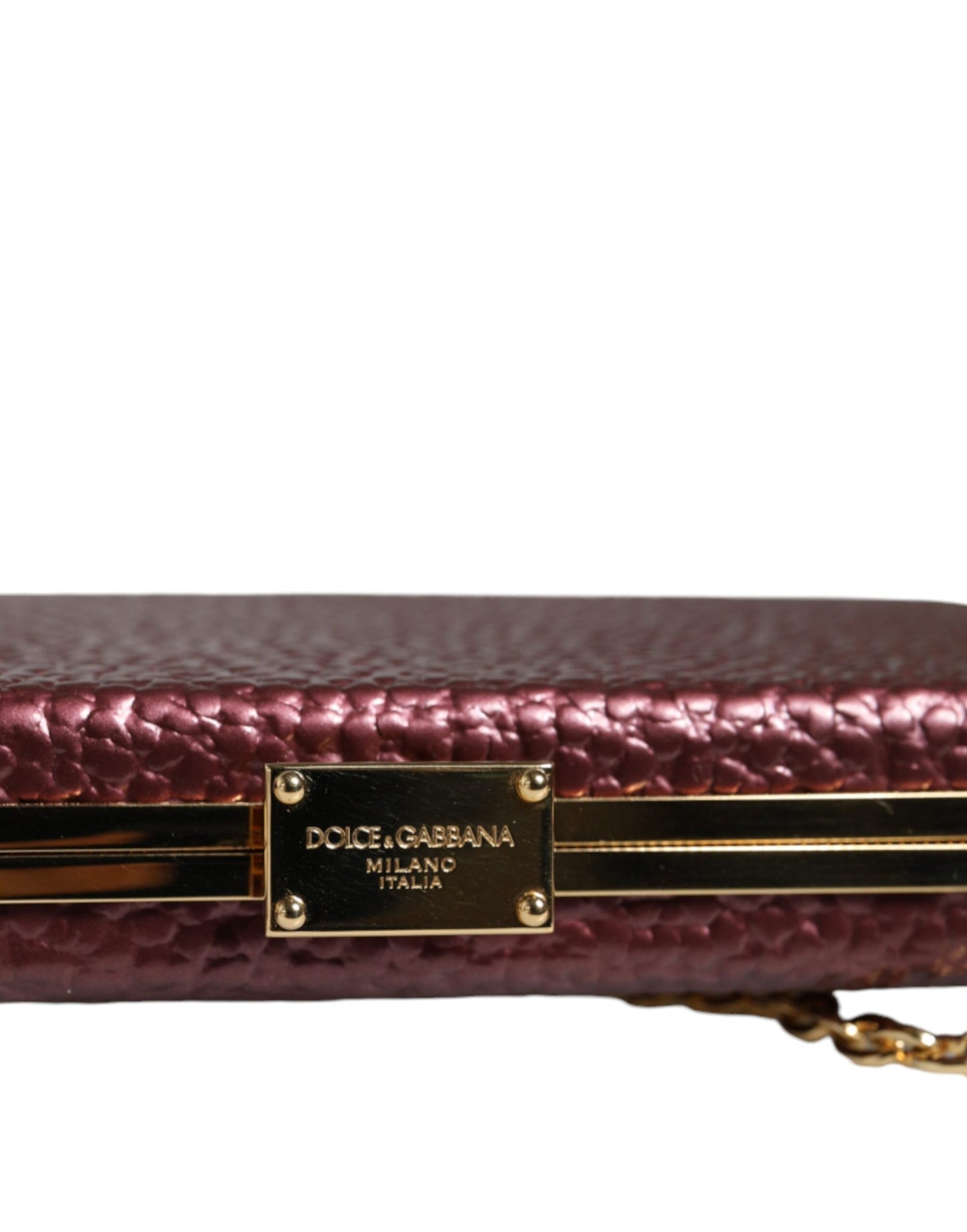Maroon Leather Clutch Evening Crossbody Bag-Dolce & Gabbana-LabelTerrace.com