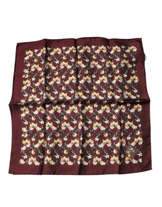 Maroon Oranges Silk Square Handkerchief Scarf-Dolce & Gabbana-LabelTerrace.com