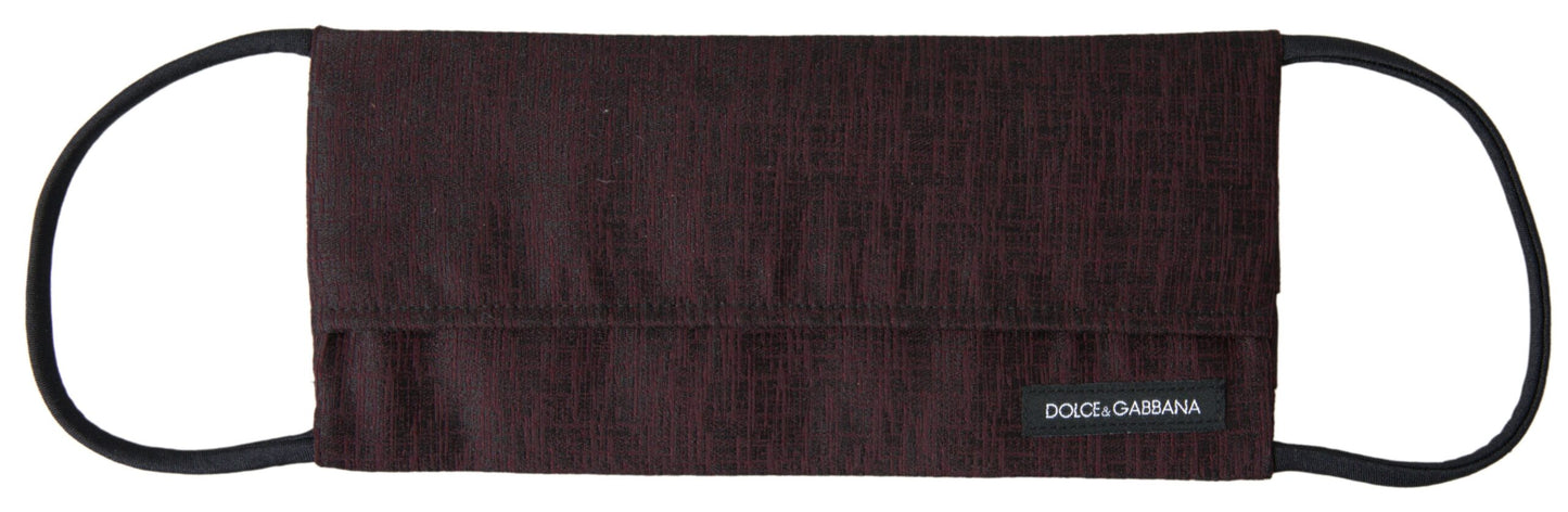Maroon Pleated Elastic Ear Strap Face Mask-Dolce & Gabbana-LabelTerrace.com