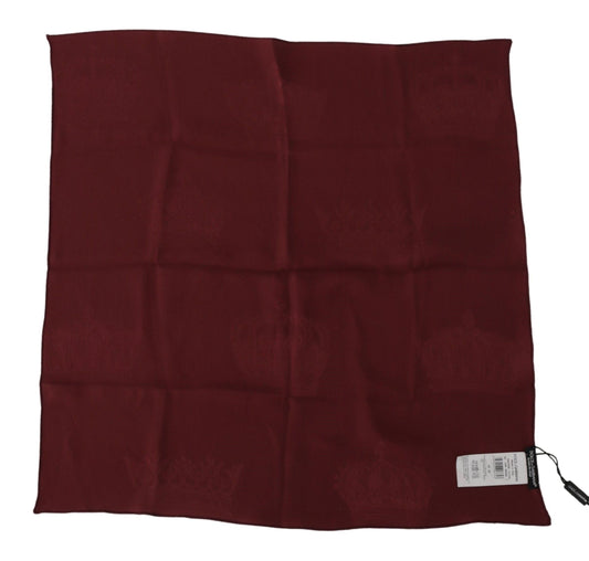 Maroon Silk Crown Square Wrap Handkerchief Scarf-Dolce & Gabbana-LabelTerrace.com