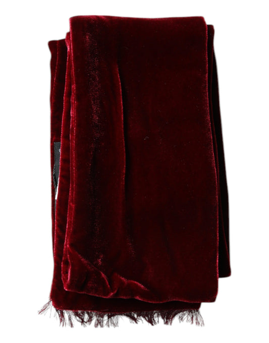 Maroon Silk Fringes Skinny Neck Wrap Scarf-Dolce & Gabbana-LabelTerrace.com