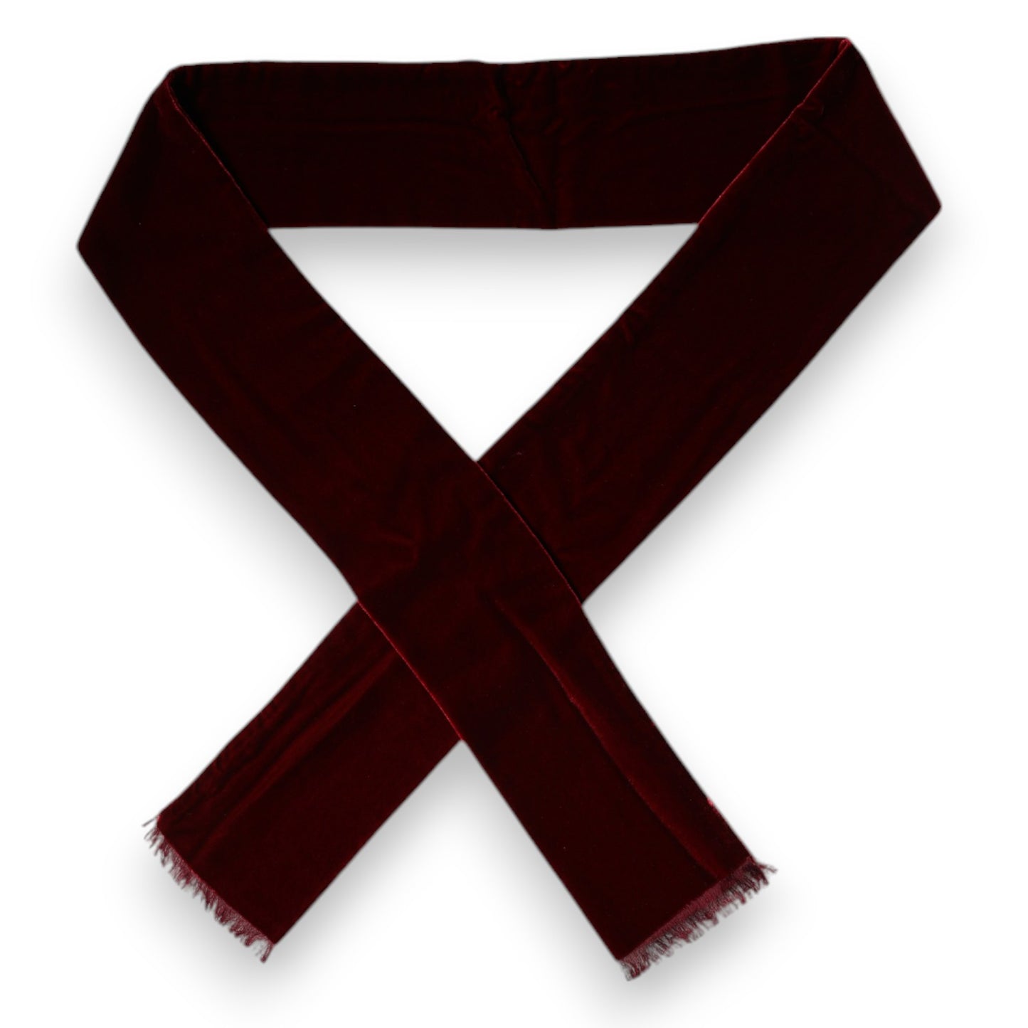 Maroon Silk Fringes Skinny Neck Wrap Scarf-Dolce & Gabbana-LabelTerrace.com