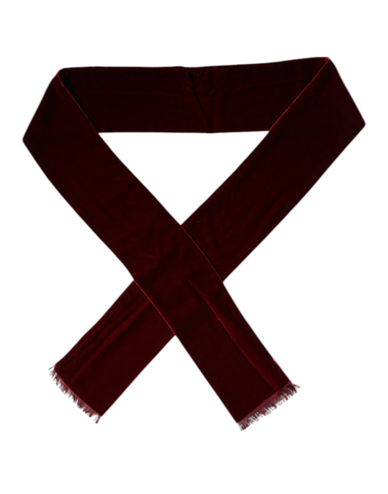 Maroon Silk Fringes Skinny Neck Wrap Scarf-Dolce & Gabbana-LabelTerrace.com
