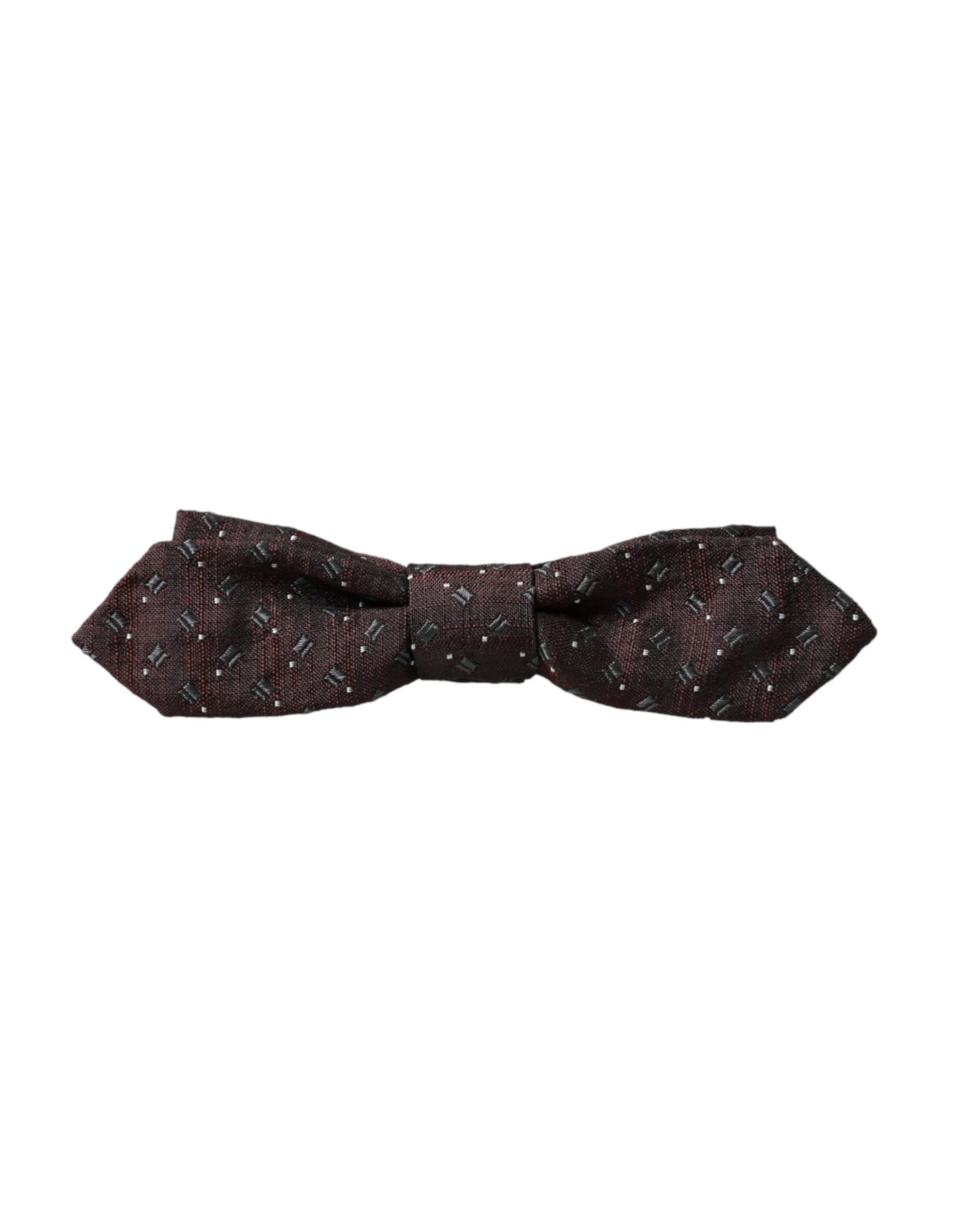 Maroon Silk Patterned Adjustable Neck Papillon Bow Tie-Dolce & Gabbana-LabelTerrace.com
