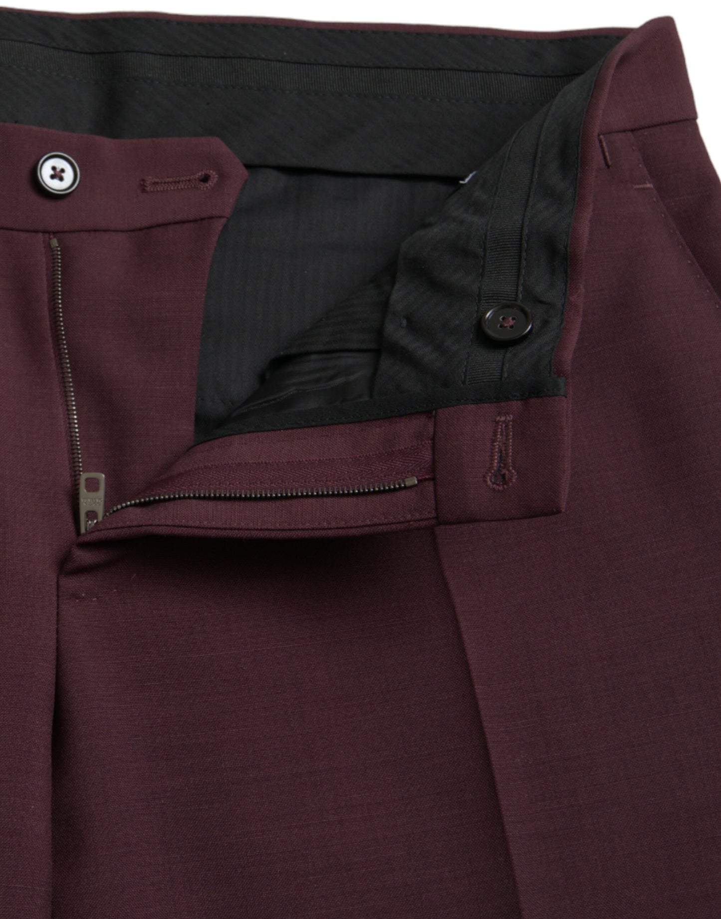 Maroon Wool Men Slim Fit Dress Pants-Dolce & Gabbana-LabelTerrace.com