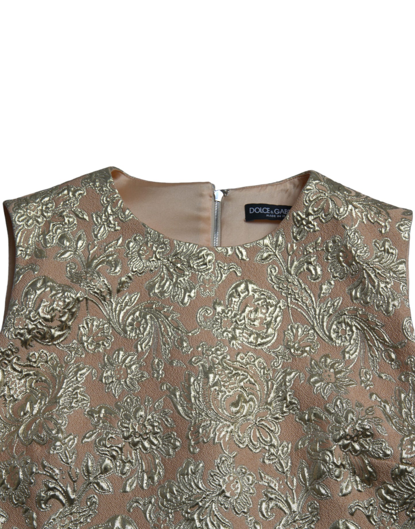 Metallic Floral Jacquard A-line Mini Dress-Dolce & Gabbana-LabelTerrace.com