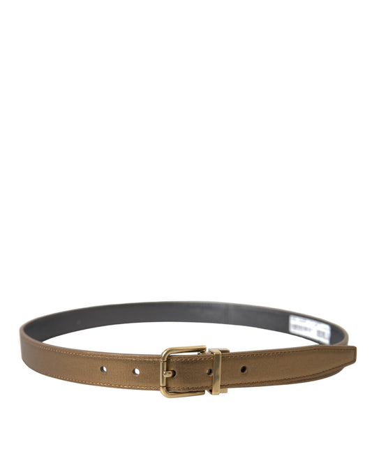 Metallic Gold Calf Leather Metal Buckle Belt-Dolce & Gabbana-LabelTerrace.com