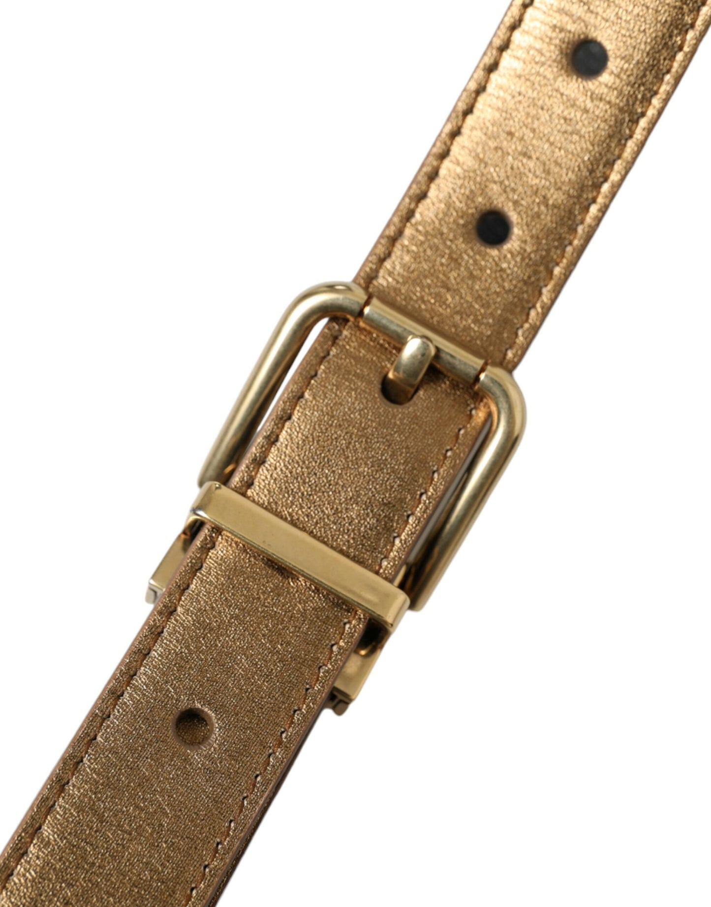 Metallic Gold Calf Leather Metal Buckle Belt-Dolce & Gabbana-LabelTerrace.com