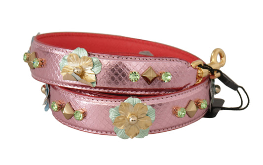 Metallic Pink Leather Studded Shoulder Strap-Dolce & Gabbana-LabelTerrace.com