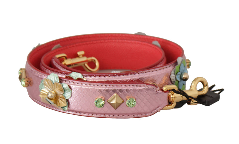 Metallic Pink Leather Studded Shoulder Strap-Dolce & Gabbana-LabelTerrace.com