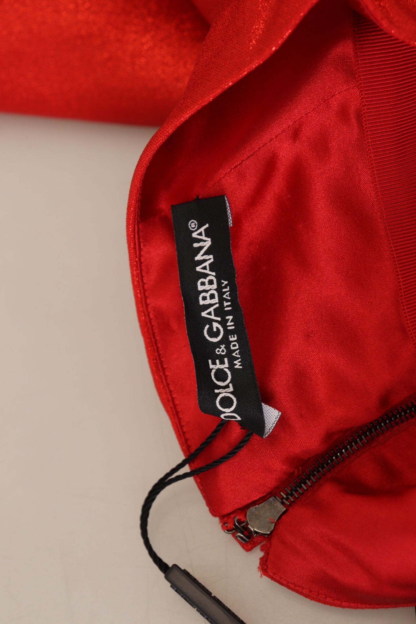 Metallic Red High Waist Polyester Mini Skirt-Dolce & Gabbana-LabelTerrace.com