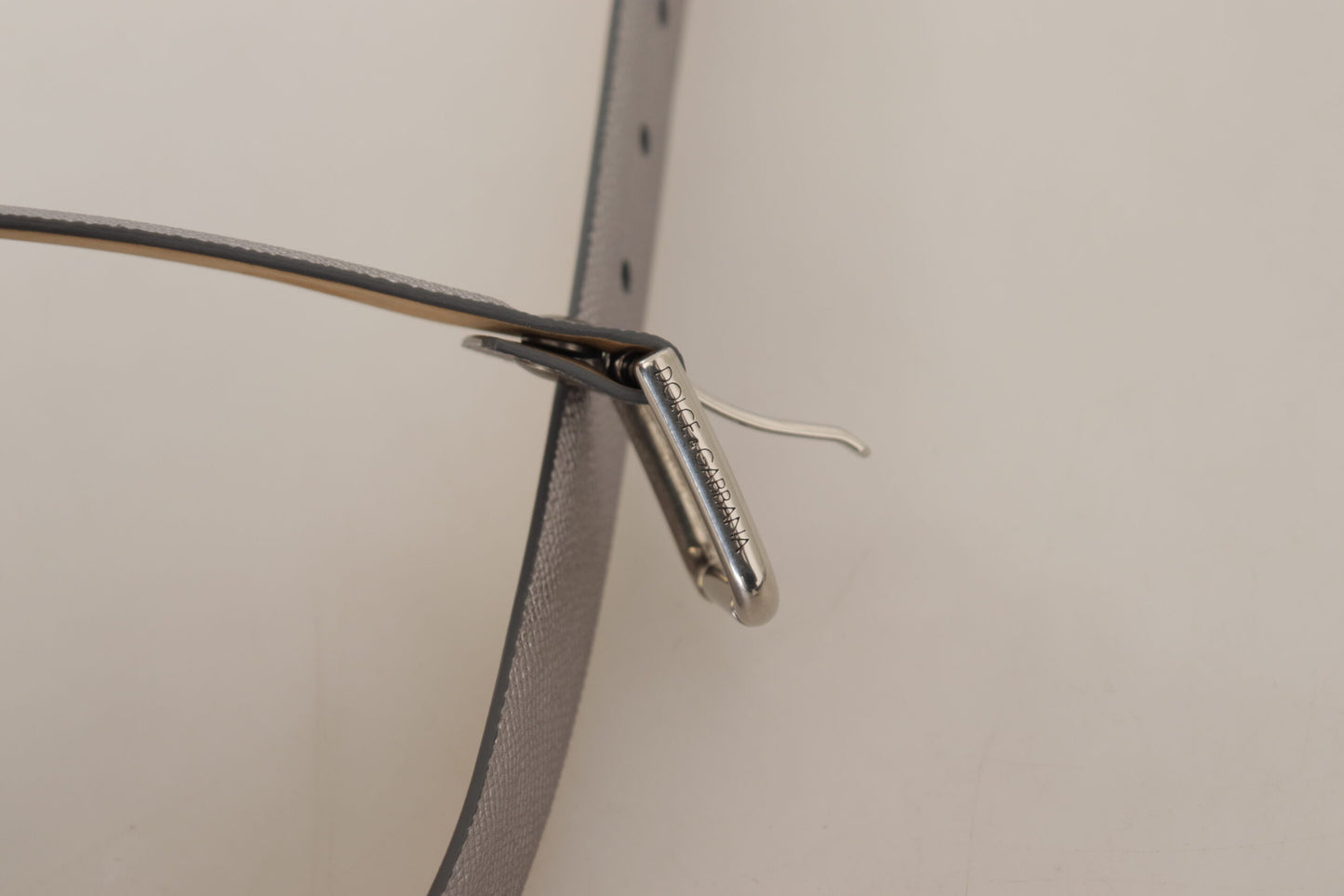 Metallic Silver Leather Metal Waist Buckle Belt-Dolce & Gabbana-LabelTerrace.com