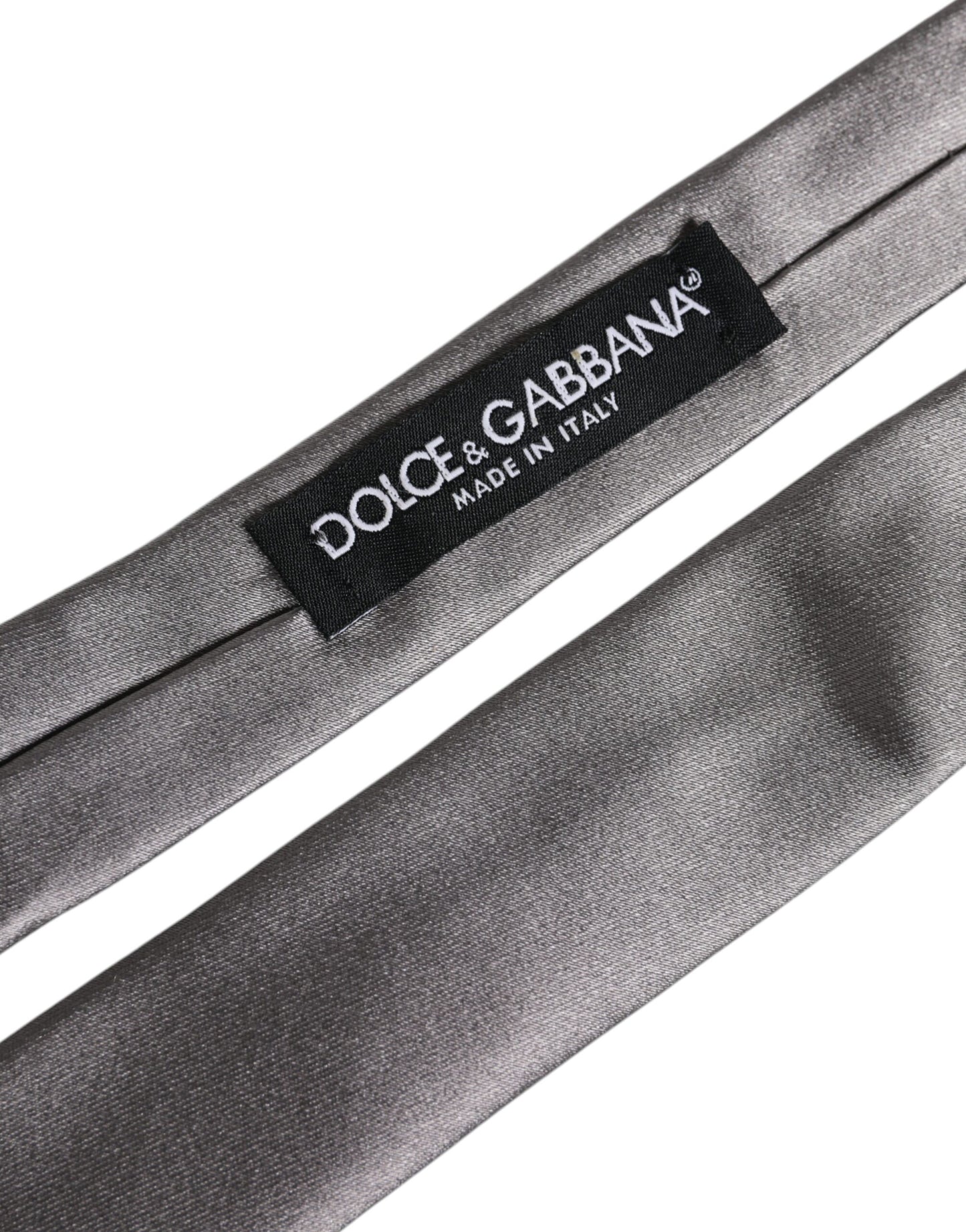 Metallic Silver Silk Adjustable Necktie Tie-Dolce & Gabbana-LabelTerrace.com