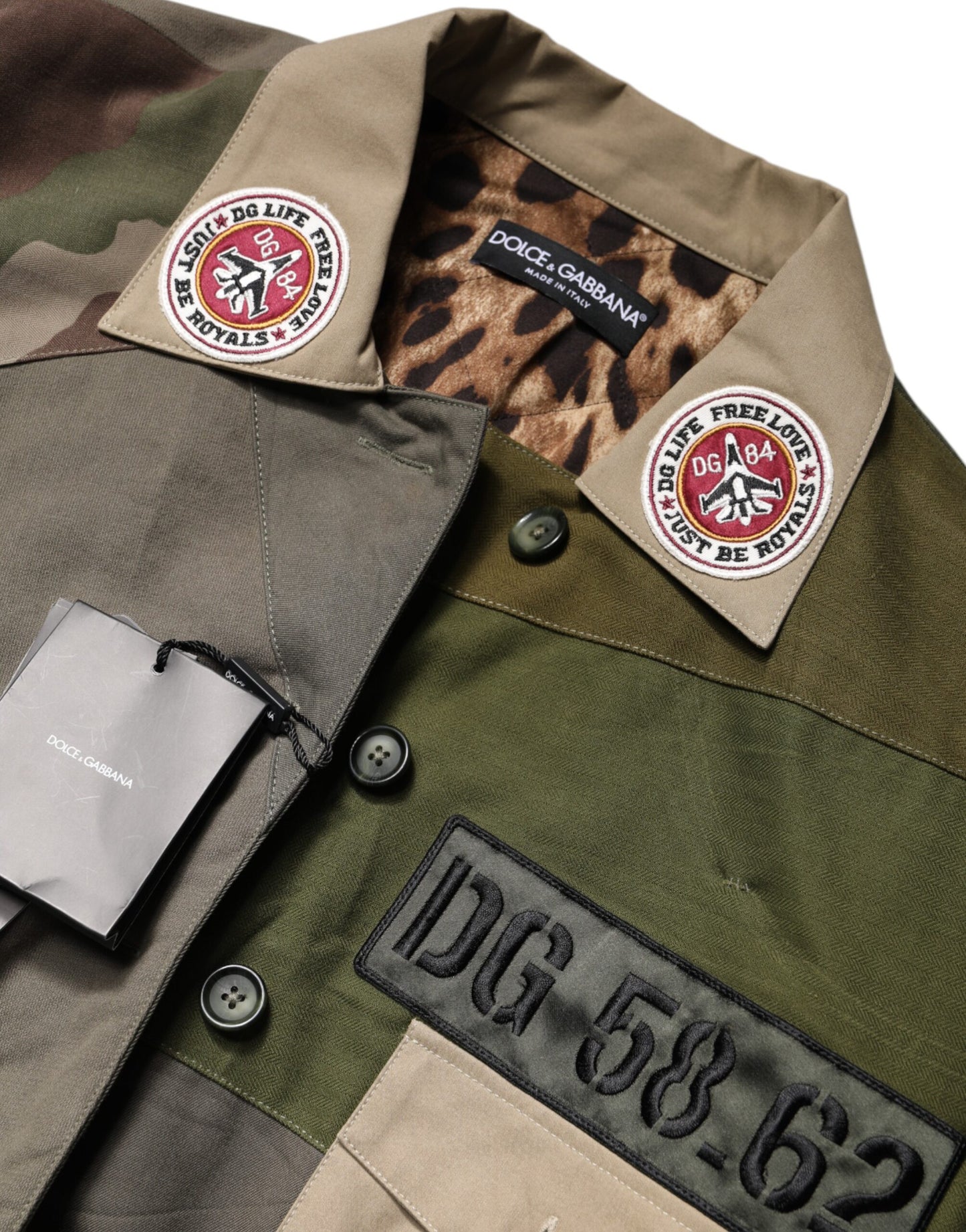 Military Green Cotton Button Down Jacket-Dolce & Gabbana-LabelTerrace.com