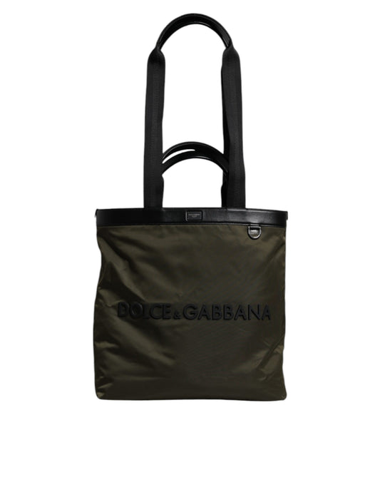 Military Green Nylon Shoulder Strap Tote Bag-Dolce & Gabbana-LabelTerrace.com
