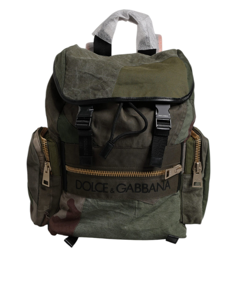 Military Green Patchwork Travel Backpack Bag-Dolce & Gabbana-LabelTerrace.com