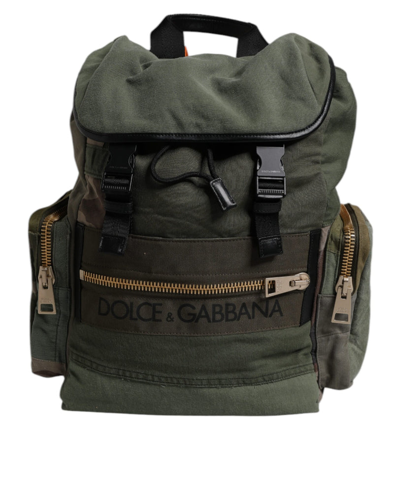 Military Green Patchwork Travel Backpack Bag-Dolce & Gabbana-LabelTerrace.com