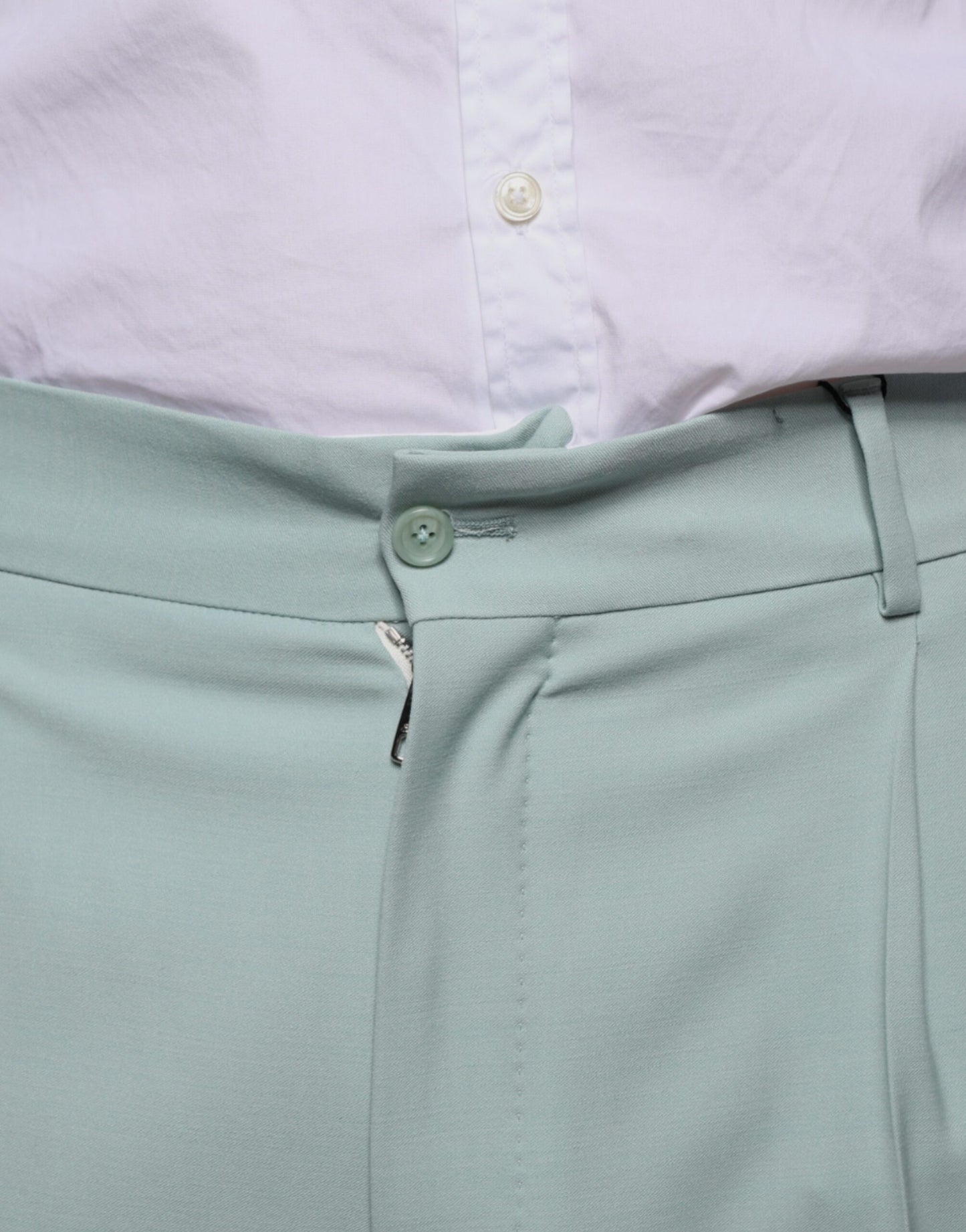Mint Green Cotton Dress Pants-Dolce & Gabbana-LabelTerrace.com