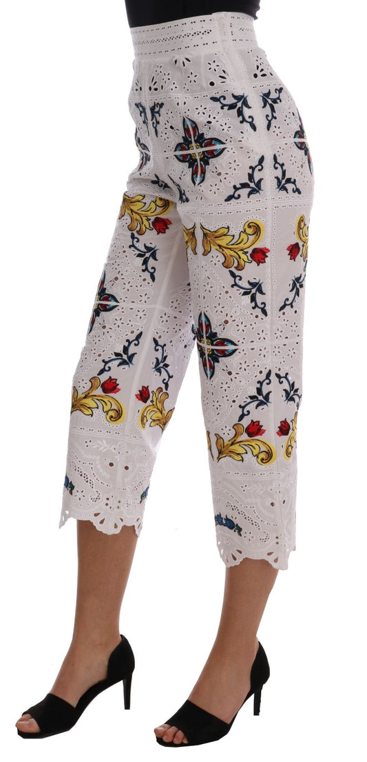 Mulicolor Majolica Cutout Capri Pants-Dolce & Gabbana-LabelTerrace.com