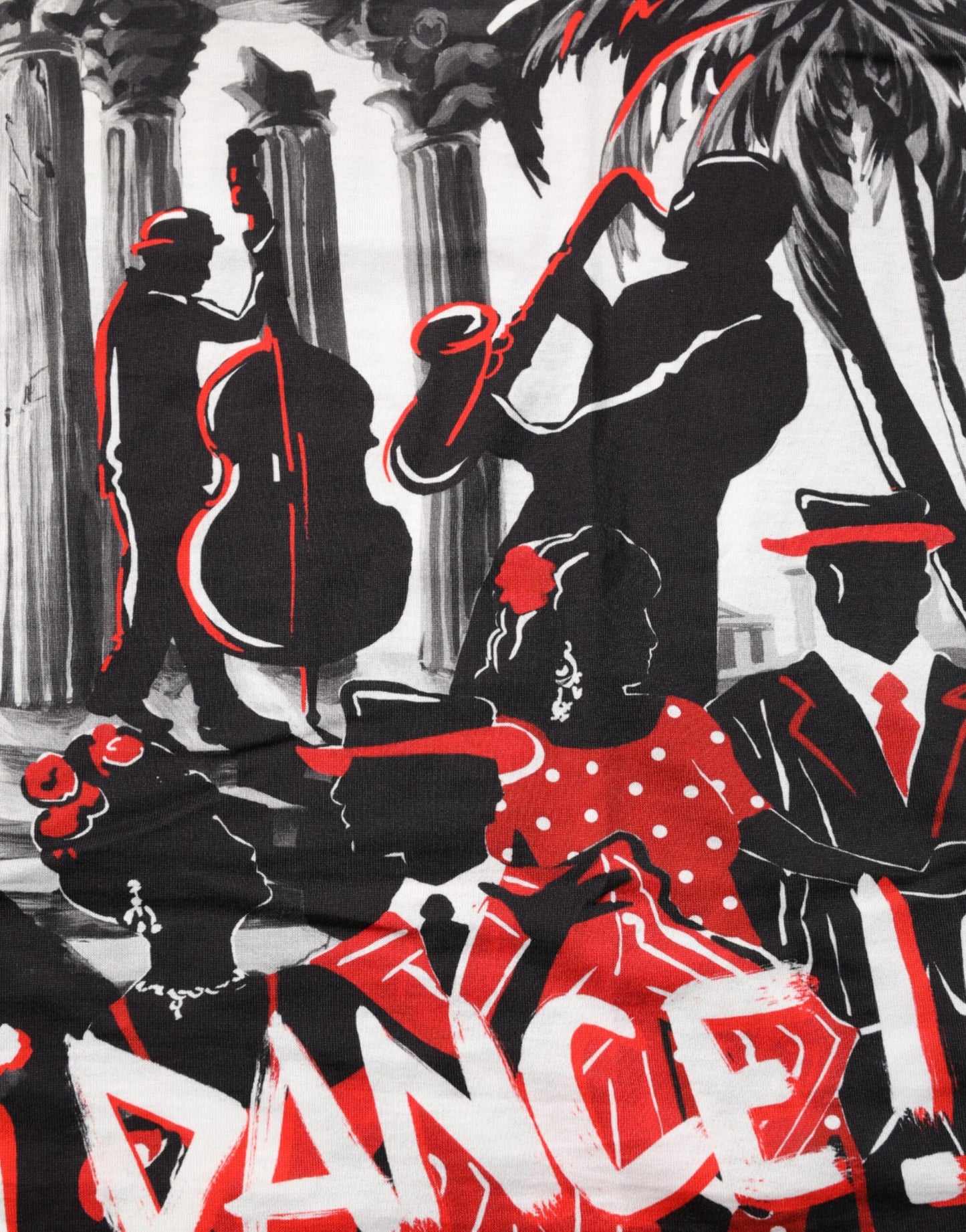 تي شيرت متعدد الألوان بطبعة موسيقى الجاز والرقص من أجريجينتو