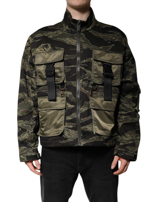 Multicolor Camouflage Cotton Bomber Jacket-Dolce & Gabbana-LabelTerrace.com