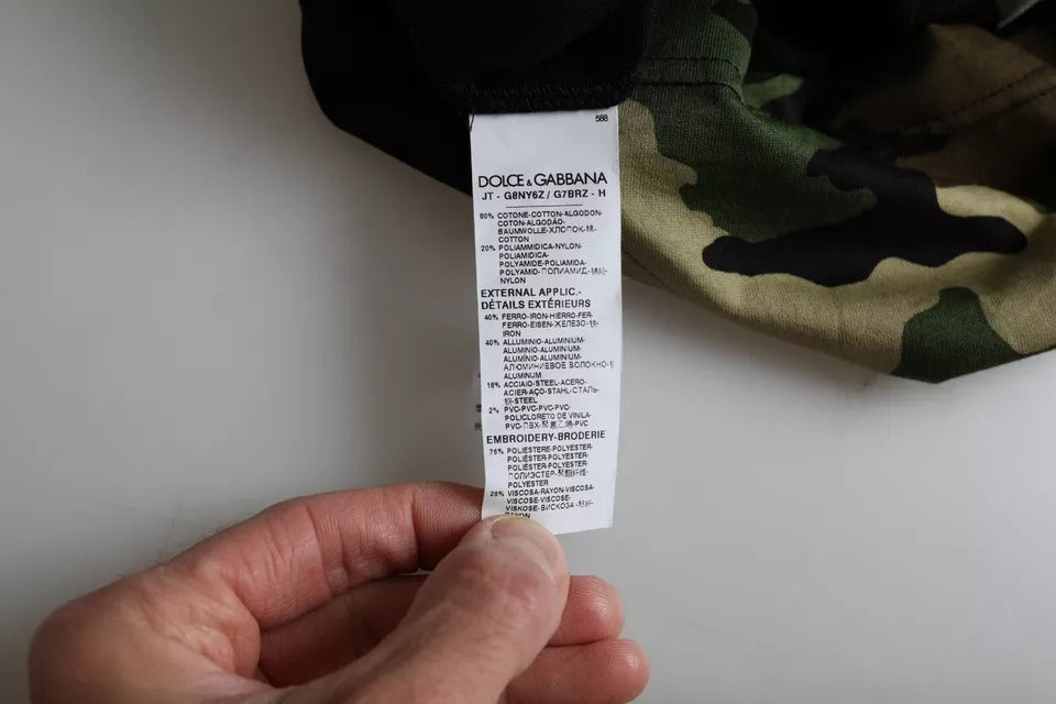 Multicolor Camouflage Cotton Round Neck Men T-shirt-Dolce & Gabbana-LabelTerrace.com