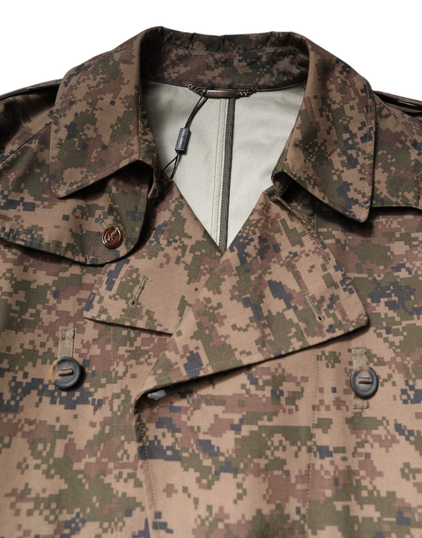 Multicolor Camouflage Double Breasted Coat Jacket-Dolce & Gabbana-LabelTerrace.com
