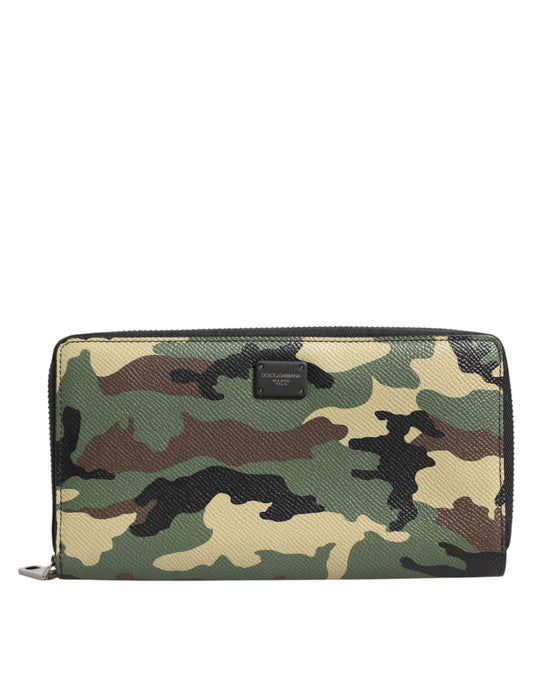 Multicolor Camouflage Logo Zip Around Continental Wallet-Dolce & Gabbana-LabelTerrace.com