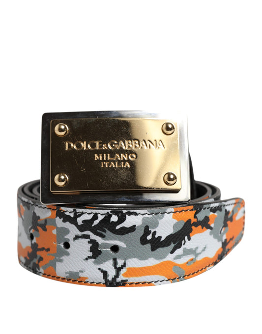 Multicolor Camouflage Metal Logo Buckle Belt-Dolce & Gabbana-LabelTerrace.com